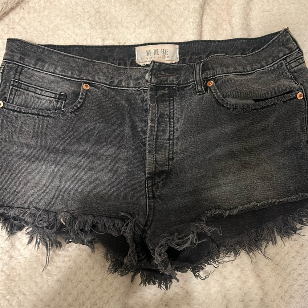 free people black jean shorts